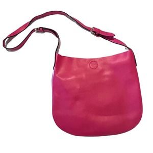 KGB Black Label Leather Crossbody Shoulder Bag Pouch Inside, Fuchsia, NWOT